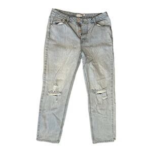 a loves a Womens Distressed Jeans Light Wash Button Fly Ripped Denim Pants SZ 31